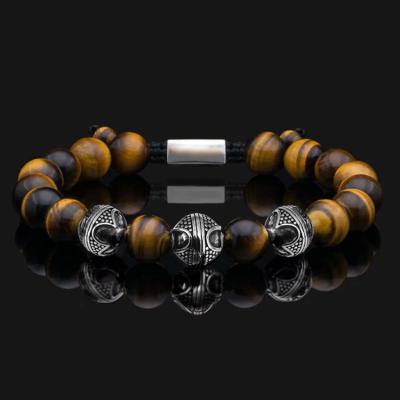 China Fade Luxe Homme Natural Tiger Eye Bracelet Tiger Eye Stone Never Beads Stainless Steel Mens Bracelets for sale