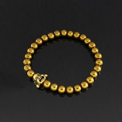 China CLASSIC BRU0762 Gold Plated Hematite Beads Beaded Laughing Buddha Bracelet For Men Women for sale