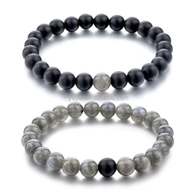 China BN5052 CLASSIC matching Yin yang gemstone bracelet set, fashion gemstone onyx and labradorite relationship bracelet for sale