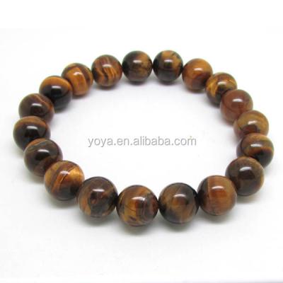 China BRG1039 Tiger Eye Classic Natural Round 10mm Gemstone Beaded Bracelet, Elastic Bracelet for sale