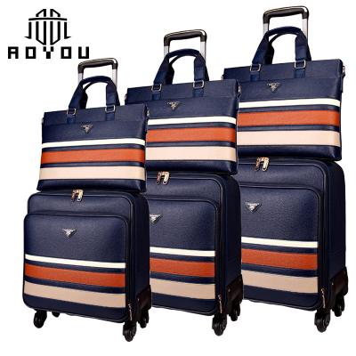 China Best PU Plastic Carry On Travel Luggage Sets Vintage Leather Suitcase Made In China for sale