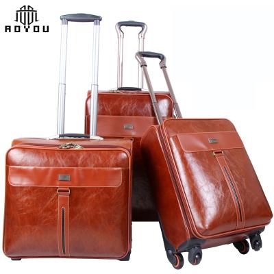 China High Quality PU Travel Set Small Suitcase Bag Vintage Leather Suitcases With Low Price for sale