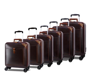 China PU Plastic Luggage Vintage Suitcase Top Leather Luggage Sets With High Quality for sale