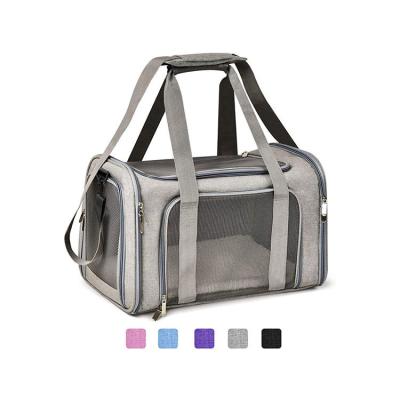 China RM Airline Stocked Approved Color Logo Foldable Portable Soft Pet Carrier Custom Dog Cat Travel Bag 17*11*11inch for sale