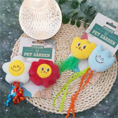 China 2023 New Custom Made Smiling Flower Cat Toy Tooth Cleaning Undamaged Viable Chewing Series Pet Garden Self Playing Cat Toy Cat Supplies for sale