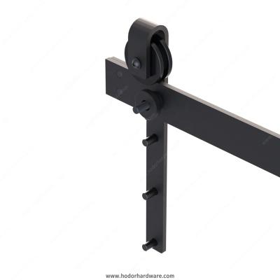 China 2022 Hot Selling Decoration Slide Barn Door Hardware With Black Modern Steel Track Kit For Custom Made Britain Single Door Ceiling Mount for sale