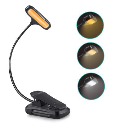 China 9 Colors 9 Brightness 3 Rechargeable Book Light 15LEDs Amber Reading Light, Clip On Music Stand Reading Book Lamp, Eye Care Rechargeable Book Light for sale