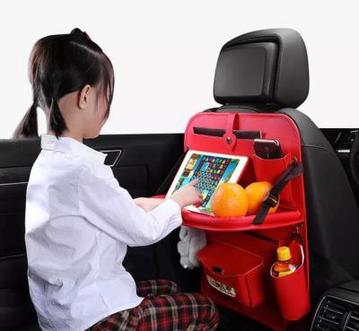 China Universal Car Backseat Organizer Anti Kick Luxury Foldable Storage Bags Stitched Trunk Backseat Organizer For Kids Luxury OEM for sale