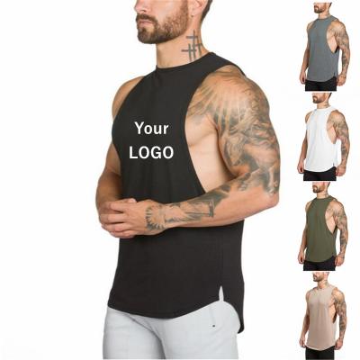 China Custom Print Anti-Shrink Workout Muscle Men Gym Fitness Bodybuilding Gym Maker Tank Tops for sale