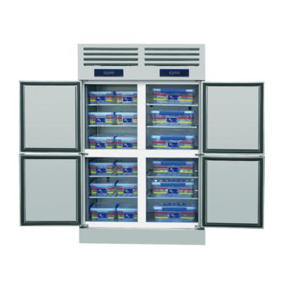 China Double-temperature display fridge with freezer stand up double door commercial display freezer for sale