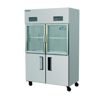 China Double-temperature Double Door Commercial Display Freezer Stand Up Freezer Display Glass Door for sale