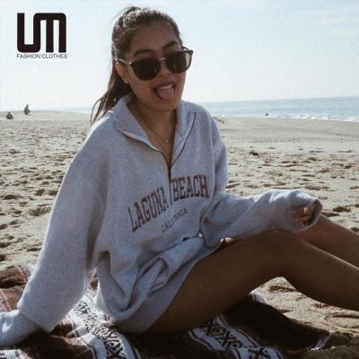 China Liu Ming Hot Selling Women Fashion Zipper Embroidery Letter Sweatshirts Long Sleeve Breathable Oversize Sports Casual Tracksuit Coats for sale