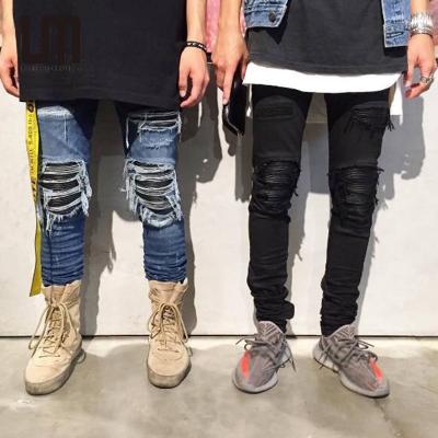 China Liu Ming Breathable 2022 New Arrivals Men'S Autumn Ripped Punk Hip Hop Stretch Bike Hole Jeans Straight Denim Pants for sale