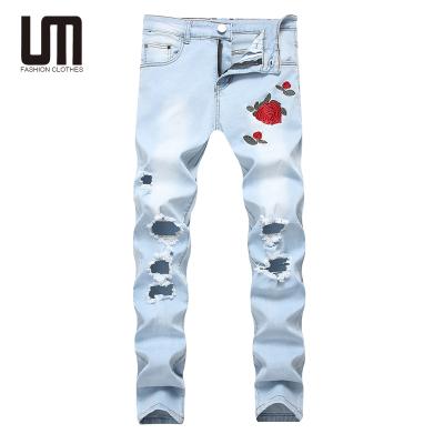 China Liu Ming Fall Winter 2022 New Arrival Breathable Men's Ripped Skinny Biker Destroyed Slim Fit Jeans Pants for sale