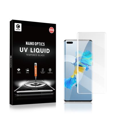 China Free Sample Full Coverage 3D UV Lamp Cured 3D Curved Huawei Mate 40 Pro Full Tempered Screen Liquid Glue To Protect Glass for sale