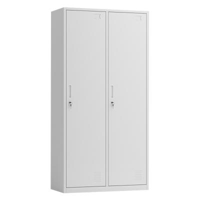 China Removable Gray 2 Door Bedroom Wardrobe Design Metal Almara Steel Wardrobe for sale