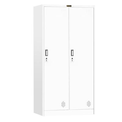 China White Adjustable Partition 2 Door Lock Bedroom Locker Staff Locker Room Metal Master Wardrobe for sale