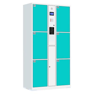 China Cold Rolled Steel 6 Door Pin Coding System Locker Cabinet Electronic Safe Locker for sale