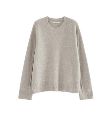 China Ladies Breathable Round Neck Long Sleeve With Rib Cuff Plain Knit Weave Pullover Sweater for sale