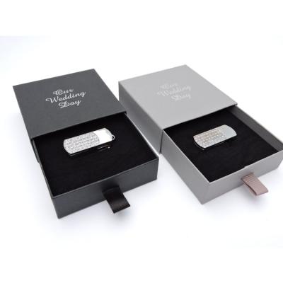 China Black or Gray Handmade Drawer Box Cardboard Usb Drive Instant Packaging Box With Inlay for sale