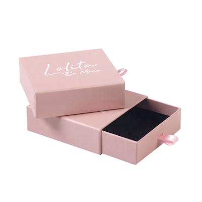 China Custom Logo Luxury Packaging Square Cardboard Packaging Drawer Jewelry Box for sale