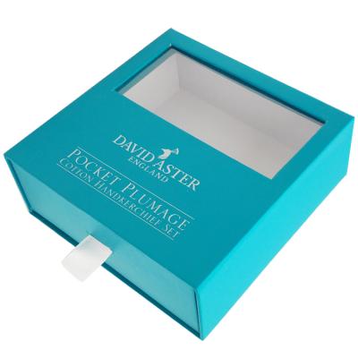 China Packaging Material Blue Transparent Storage Box With Customizable Logo Drawer Jewelry Box for sale