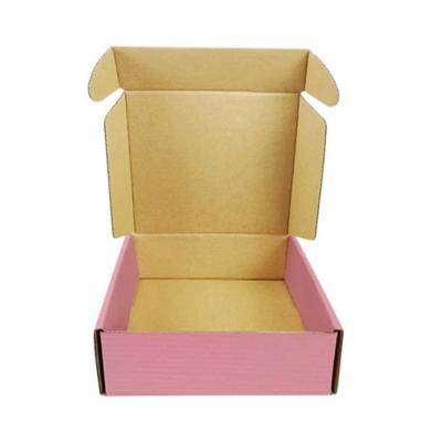 China Handmade Custom Cuboid Recycled Logo Printed Pink Luxury Corrugated Folding Kraft Paper Packaging Box for sale