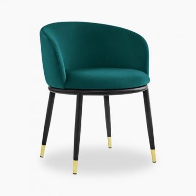 China Easy hold Theo Dining Chair, Teal Velvet and walnut with gold tips for sale