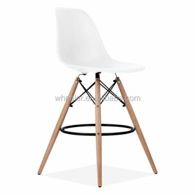 China Easy Maintain Simple Vintage White Living Room Chairs 71 Cm Charles Style High Counter Stool With Wooden Leg for sale