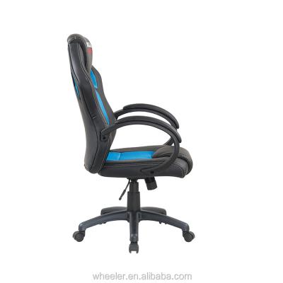 China Friendly Environment High Back Race Car Style Bucket Seat Blue Racing Office Chair Office Furniture Modern Racing Gaming Chair Indoor Genuine Leather for sale