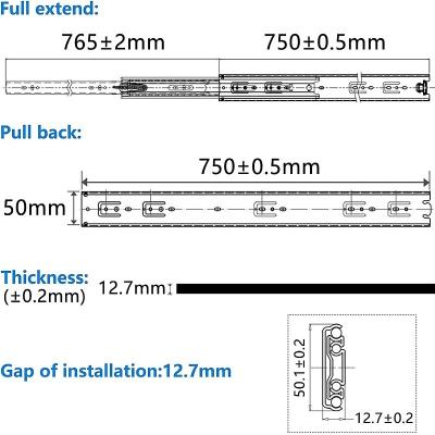 China Hot Sale Heavy Duty Lock in/Lock Full Extension Drawer Slide with Ball Bearing Telescopic Drawer Slide Handle for sale