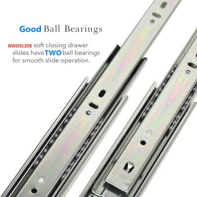 China Furniture Kitchen Hardware Ball Bearing Soft Narrow Close Drawer Slides Track For Cabinet Heavy Duty 16 Inch Spring Telescopic Handle for sale