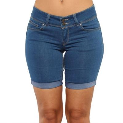 China Sustainable Short Jeans Women Roll Slap Bermuda Blue Denim Shorts Denim Pants v78 for sale