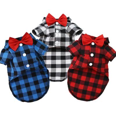 China Wholesale New Stocked Model England Style Quality Dog Pet Shirts T-shirt Dog Clothes For Spring,Summer,Autumn Wear for sale