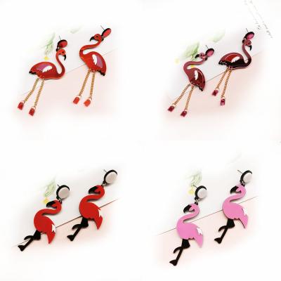 China ZY1266 Flamingo Wholesale Personality European Creative Casual/Sporty Women's Acrylic Chain Earings for sale