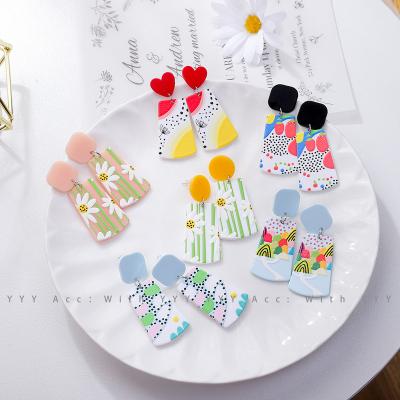 China ZY1301 Ethnic Opp Bags Korean Wholesale Map Summer USA Earrings Bulk Jewelry 925 Sterling Silver Finding Scribble Print Earrings for sale