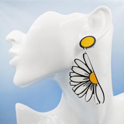 China ZY1122 Newcomer European Office/Career European Sunflower Printing Acrylic Earrings for sale