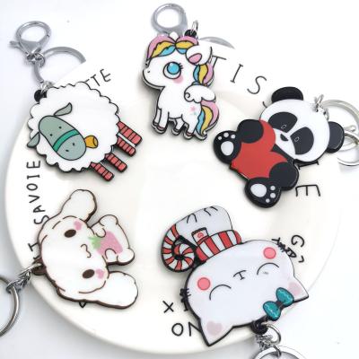 China New Fashion Souvenir Gifts Fashional Pendant Earring Panda Sheep Acrylic Keychain Bag Accessory Keychain for sale