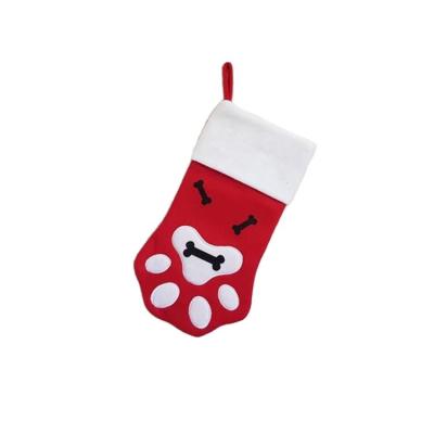 China 2022 Festival New Stuff Velvet Pet Christmas Stocking Dog Paw Pet Sack Xmas Stocking For Custom Sublimation for sale