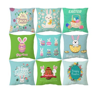 China White Bunny Easter Pillow Cover Easter Bunny Cushion Cover Customized Cheap Sublimaton for sale