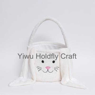 China Lomg Soft Ear Rabbit Basket Personalized Soft Plush Bunny Easter Basket Long Ear for sale