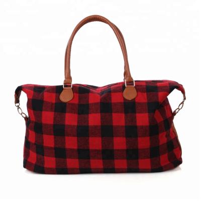 China Wholesale Personalized Buffalo Plaid Weekender Bag Buffalo Plaid Weekender Travel Overnight Bag for sale