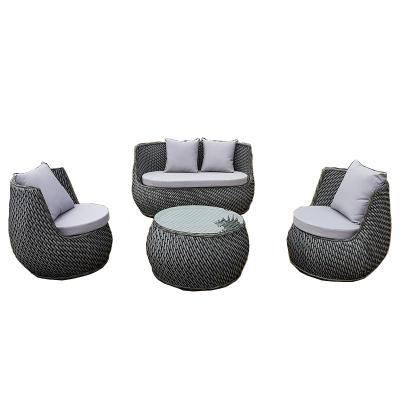 China Modern popular modern design rattan wicker sectional sofa set with coffee table for outdoor use for sale