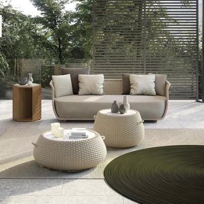 China Outdoor Sunscreen and Waterproof Furniture Sofa Coffee Table Set Rattan Yard Modern Italian Garden Style for sale