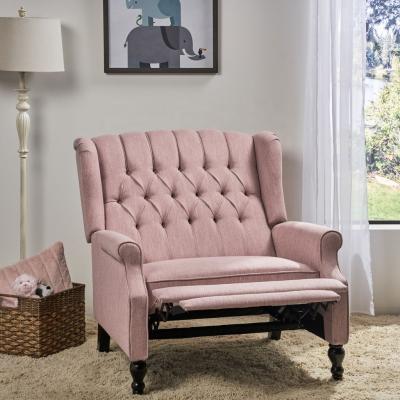 China Push Fabric Lounge Reclining Back Recliner Tufted Reclining Wingback Armchair for sale