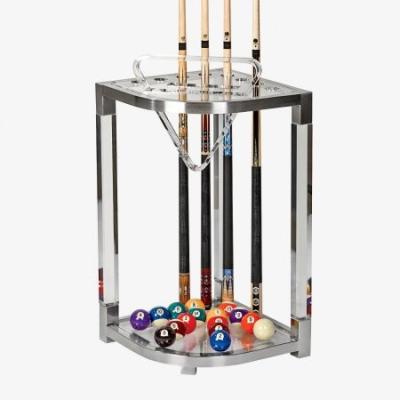 China Luxury Stainless Steel Triangle And Acrylic Billiard Cue Rack Corner Rack for sale