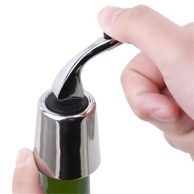 China Megan Reusable Vacuum Wine Stopper Beverage Stopper Stainless Steel Wine Drinking Zinc Alloy Stopper for sale