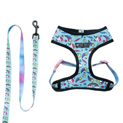 China Megan Adjustable Polyester Pet Lovely Arnes Para Perro Reversible Breathable Stocked Dog Set Harness for sale