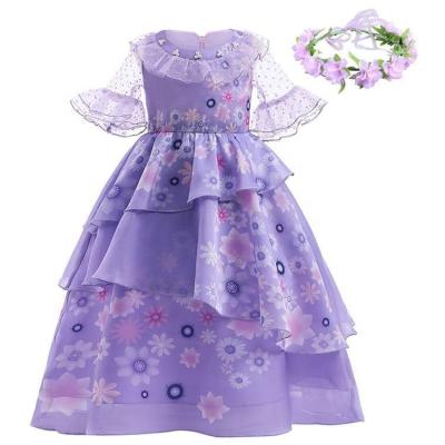 China Beautiful Megan Encanto Isabella Purple Girl Dress Sheath Long New Carnival Children Party Cosplay Costume for sale