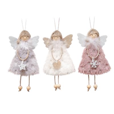 China Men and Women Wooden Angel Ornament Christmas Decorations Luxury Angel Ornaments Gift Sets For Holiday Christmas for sale